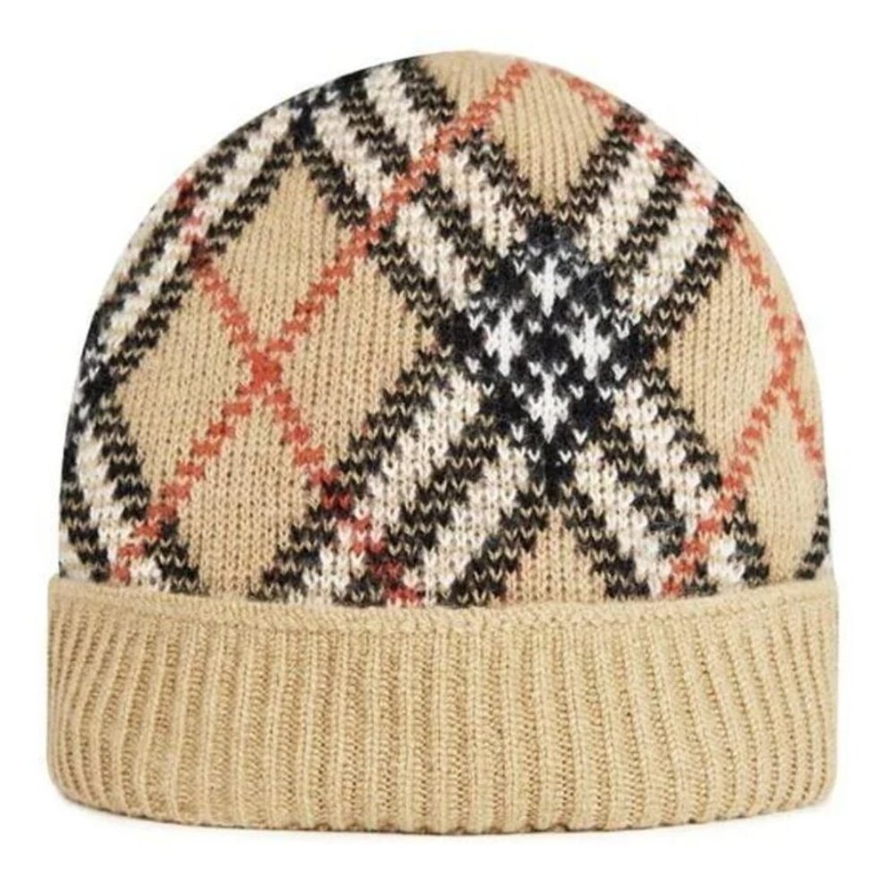NEW Burberry Check Logo Beanie